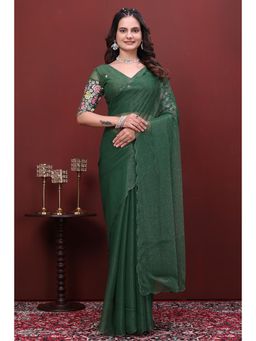 Nyri - Womens Solid Tissue Saree with Unstitched Blouse