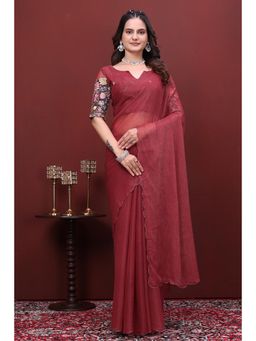 Nyri - Womens Solid Tissue Saree with Unstitched Blouse