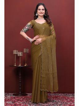 Nyri - Womens Solid Tissue Saree with Unstitched Blouse
