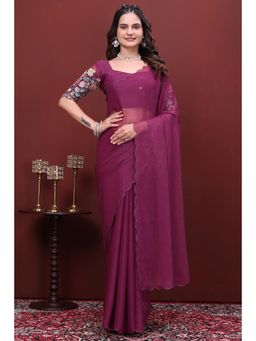 Nyri - Womens Solid Tissue Saree with Unstitched Blouse