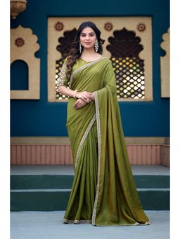 Nyri - Womens Embroidered Art Silk Saree with Unstitched Blouse