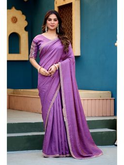 Nyri - Womens Embroidered Art Silk Saree with Unstitched Blouse