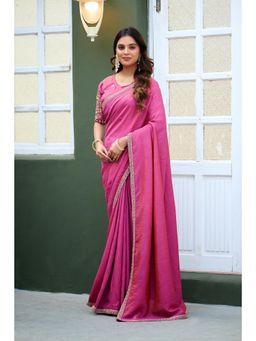 Nyri - Womens Embroidered Art Silk Saree with Unstitched Blouse
