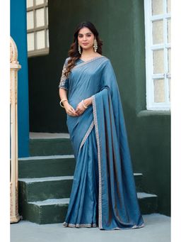 Nyri - Womens Embroidered Art Silk Saree with Unstitched Blouse