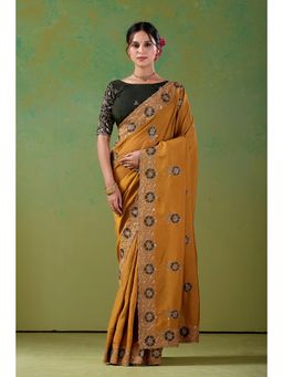 Nyri - Womens Embroidered Chiffon Saree with Unstitched Blouse