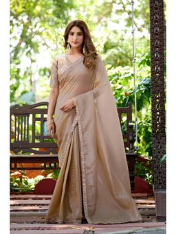 Nyri - Womens Embroidered Art Silk Saree with Unstitched Blouse