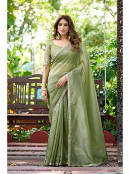 Nyri - Womens Embroidered Art Silk Saree with Unstitched Blouse