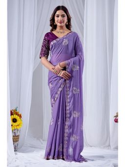 Nyri - Womens Embroidered Georgette Saree with Unstitched Blouse