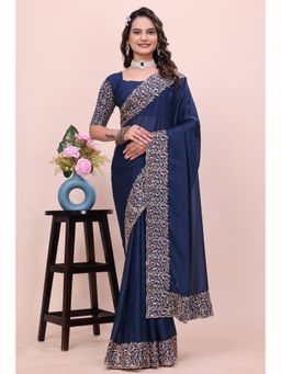 Nyri - Womens Embroidered Georgette Saree with Unstitched Blouse