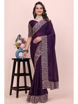 Nyri - Womens Embroidered Georgette Saree with Unstitched Blouse