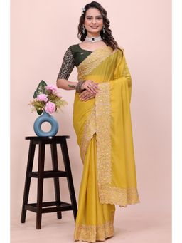 Nyri - Womens Embroidered Georgette Saree with Unstitched Blouse