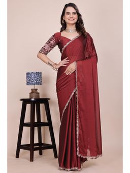 Nyri - Womens Embroidered Chiffon Saree with Unstitched Blouse