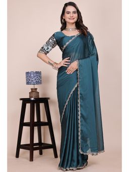 Nyri - Womens Embroidered Chiffon Saree with Unstitched Blouse