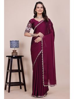 Nyri - Womens Embroidered Chiffon Saree with Unstitched Blouse