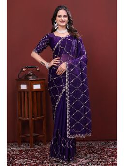Nyri - Womens Embroidered Art Silk Saree with Unstitched Blouse