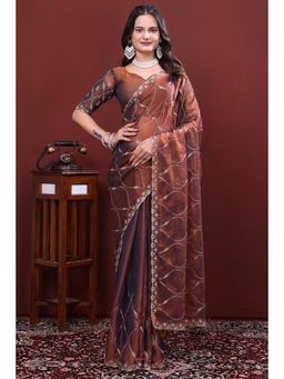 Nyri - Womens Embroidered Art Silk Saree with Unstitched Blouse