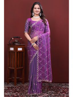 Nyri - Womens Embroidered Art Silk Saree with Unstitched Blouse