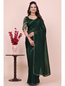 Nyri - Womens Embroidered Georgette Saree with Unstitched Blouse