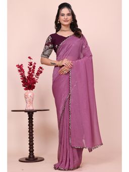 Nyri - Womens Embroidered Georgette Saree with Unstitched Blouse