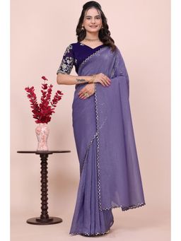 Nyri - Womens Embroidered Georgette Saree with Unstitched Blouse