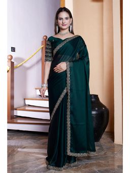 Nyri - Womens Embroidered Chiffon Saree with Unstitched Blouse