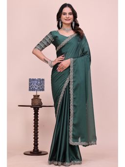 Nyri - Womens Embroidered Chiffon Saree with Unstitched Blouse