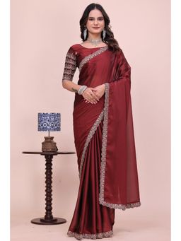 Nyri - Womens Embroidered Chiffon Saree with Unstitched Blouse