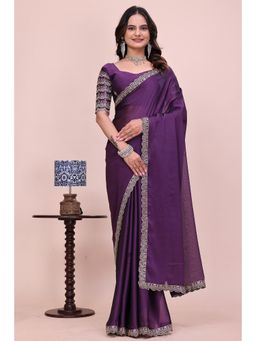 Nyri - Womens Embroidered Chiffon Saree with Unstitched Blouse