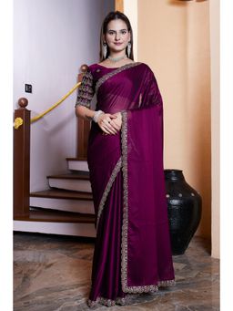 Nyri - Womens Embroidered Chiffon Saree with Unstitched Blouse