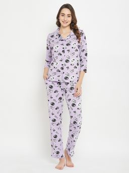 Clovia - Cotton Printed Shirt & Pyjama (Set of 2)