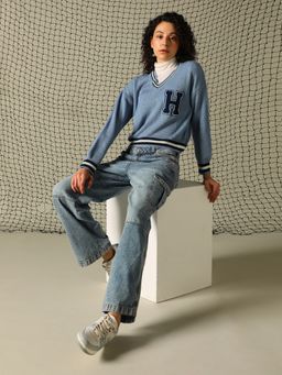 Hubberholme - Women Regular Knitted Regular Fit Acrylic V Neck Long Sleeve Sweaters