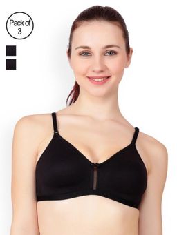 Floret - Pack of 3 Solid T Shirt Bra - Black