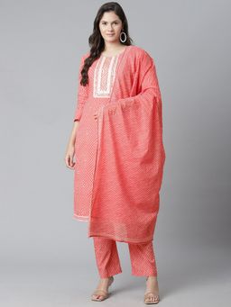 Readiprint - Peach Cotton Unstitched Dress Material (Set of 3)