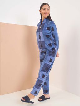 Sweet Dreams - Navy Blue Printed Regular Jacket with Pant