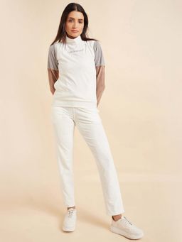 Sweet Dreams - White Colorblock Regular Sweatshirt with Pant