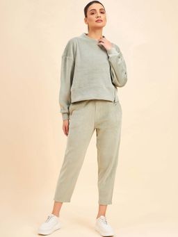 Sweet Dreams - Green Solid Regular Sweatshirt with Pant