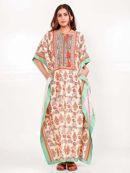 The Kaftan Company - Cream Floral Relaxed Kaftan Nightdress