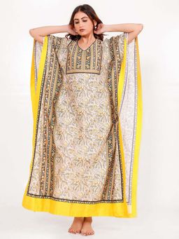 The Kaftan Company - Cream Floral Relaxed Kaftan Nightdress