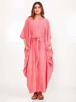 The Kaftan Company - Pink Solid Relaxed Kaftan Nightdress