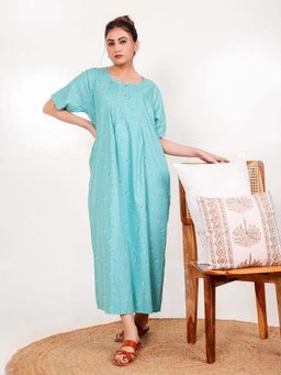 The Kaftan Company - Blue Floral Regular Nightdress