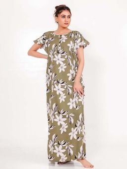 The Kaftan Company - Olive Printed Regular Nightdress