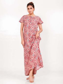 The Kaftan Company - Pink Printed Regular Nightdress