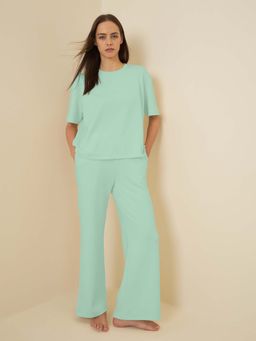 Sweet Dreams - Blue Solid Regular T-Shirt with Pyjama