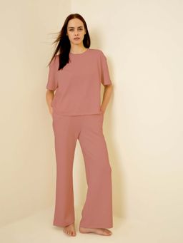 Sweet Dreams - Pink Solid Regular T-Shirt with Pyjama
