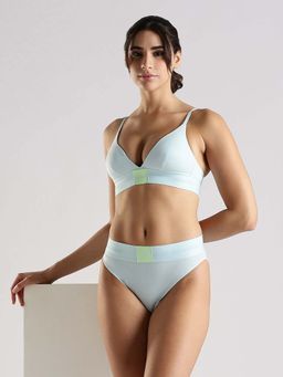 Calvin Klein - Blue Solid Fitted Bikini Brief