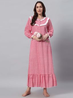 SEPHANI - Red Checks Regular Nightdress