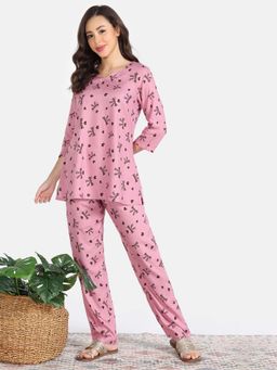 Zivame - Pink Printed Regular Kurta with Pyjama