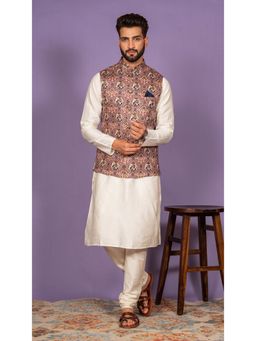 KISAH - Men Purple Kurta Jacket Set (Set of 3)