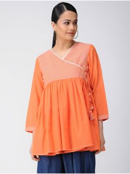 The Neem Tree - Orange Gathered Top