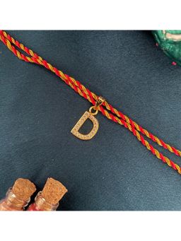 Digital Dress Room - Gold D Letter Ad Red Thread Rakhi
